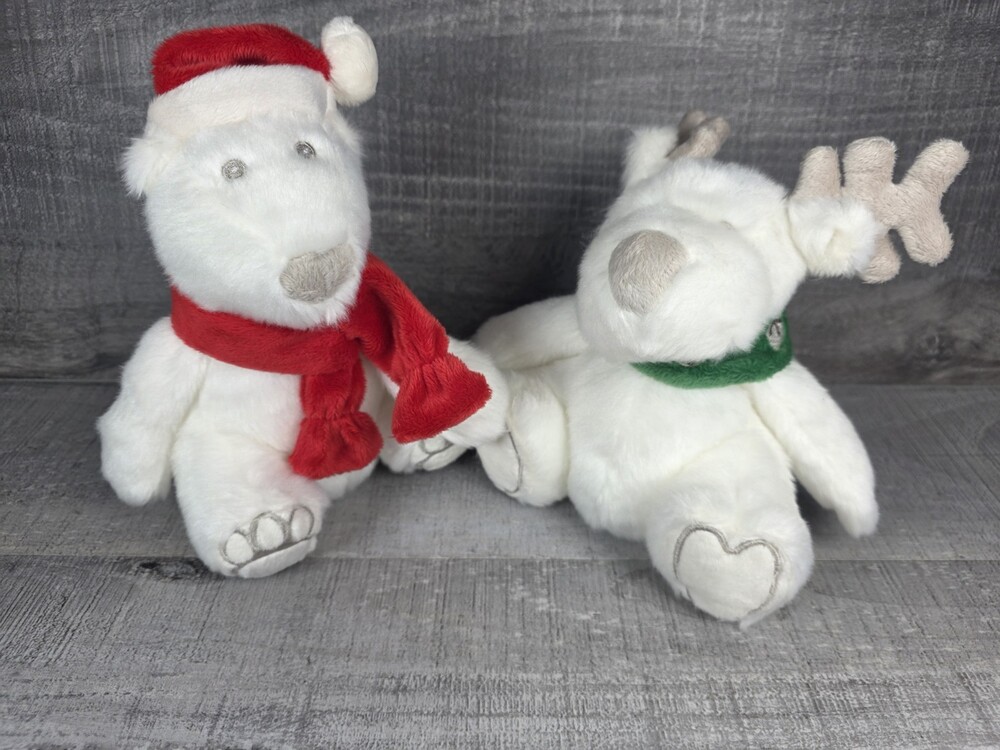 Bath & Body Works Christmas Plush Set Polar Bear Reindeer Stuffed Animals b282